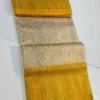 Pure Handloom Silver Tissue Kanjivaram Silk Saree with Mustard Yellow Gold Zari Border (Silk Mark Certified) - Image 2
