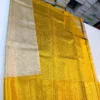 Pure Handloom Silver Tissue Kanjivaram Silk Saree with Mustard Yellow Gold Zari Border (Silk Mark Certified) - Image 3