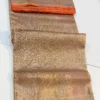 Pure Handloom Tissue Kanjivaram Silk Saree with All-Over Zari Brocade & Contrast Orange Piping Border (Silk Mark Certified) - Image 3