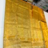 Pure Handloom Tissue Kanjivaram Silk Saree with All-Over Zari Brocade & Contrast Orange Piping Border (Silk Mark Certified) - Image 4