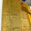 Pure Handloom Tissue Kanjivaram Silk Saree with All-Over Zari Brocade & Contrast Orange Piping Border (Silk Mark Certified) - Image 6