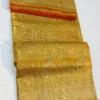Pure Handloom Tissue Kanjivaram Silk Saree with All-Over Zari Brocade & Contrast Orange Piping Border (Silk Mark Certified) - Image 7