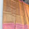 Pure Handloom Tissue Kanjivaram Silk Saree with Contrast Pink Zari Border & Rich Pallu (Silk Mark Certified) - Image 2