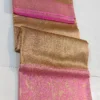 Pure Handloom Tissue Kanjivaram Silk Saree with Contrast Pink Zari Border & Rich Pallu (Silk Mark Certified) - Image 3