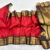 Pure Handwoven Gadwal Pattu Saree with Traditional Temple Border | Contrast Rich Pallu & Meena Zari Butta Festive Saree