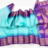 Pure Handwoven Gadwal Pattu Saree with Traditional Temple Border | Contrast Rich Pallu & Meena Zari Butta Festive Saree - Image 10