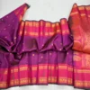 Pure Handwoven Gadwal Pattu Saree with Traditional Temple Border | Contrast Rich Pallu & Meena Zari Butta Festive Saree - Image 12
