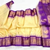 Pure Handwoven Gadwal Pattu Saree with Traditional Temple Border | Contrast Rich Pallu & Meena Zari Butta Festive Saree - Image 17