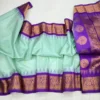 Pure Handwoven Gadwal Pattu Saree with Traditional Temple Border | Contrast Rich Pallu & Meena Zari Butta Festive Saree - Image 8