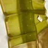Pure Handwoven Kora Organza Banarasi Saree | Small Gold Zari Border Kadwa Booti Festive Saree - Image 10