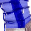 Pure Handwoven Kora Organza Banarasi Saree | Small Gold Zari Border Kadwa Booti Festive Saree - Image 3