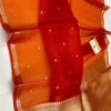 Pure Handwoven Kora Organza Banarasi Saree | Small Gold Zari Border Kadwa Booti Festive Saree - Image 8