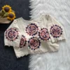 Pure Khadi Cotton Printed Motif Readymade Saree Blouse with Pom Pom Lace (Padded, 38–42) - Image 9