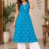 Pure Linen Cotton Sleeveless Kurti Palazzo Set with Pockets - Image 4