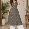 Pure Linen Cotton Sleeveless Kurti Palazzo Set with Pockets - Image 5