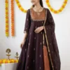 Pure Maheshwari Silk Anarkali Dress with Matching Dupatta – Made to Order Designer Ethnic Set