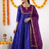 Pure Maheshwari Silk Anarkali Dress with Matching Dupatta – Made to Order Designer Ethnic Set - Image 2