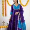 Pure Maheshwari Silk Anarkali Dress with Matching Dupatta – Made to Order Designer Ethnic Set - Image 3