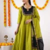 Pure Maheshwari Silk Anarkali Dress with Matching Dupatta – Made to Order Designer Ethnic Set - Image 4