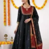 Pure Maheshwari Silk Anarkali Dress with Matching Dupatta – Made to Order Designer Ethnic Set - Image 6