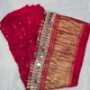 Pure Modal Gaji Silk Bandhani Saree with Real Mirror Lace Border - Image 5
