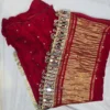 Pure Modal Gaji Silk Bandhani Saree with Real Mirror Lace Border - Image 9