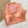Pure Silk Collar Neck Readymade Blouse Wholesale – Sleeveless Padded Crop Blouse with Side Elastic (Bust 38–42)
