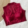 Pure Silk Collar Neck Readymade Blouse Wholesale – Sleeveless Padded Crop Blouse with Side Elastic (Bust 38–42) - Image 3