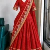 Pure Viscose Checks Lehenga with Stitched Blouse & Elephant Border Dupatta | Traditional Half Saree Lehenga Set - Image 10