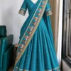Pure Viscose Checks Lehenga with Stitched Blouse & Elephant Border Dupatta | Traditional Half Saree Lehenga Set - Image 9
