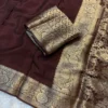 Pure Viscose Chinon Saree with Banarasi Jacquard Rich Pallu & Brocade Blouse - Image 2