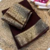 Pure Viscose Chinon Saree with Banarasi Jacquard Rich Pallu & Brocade Blouse - Image 4