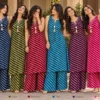 Rajasthani Leheriya Print Modal Silk Kurti with Flared Palazzo Pants - Image 4