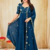 Rangoli Crush Festive Anarkali Gown with Embroidered Beadwork Dupatta | 6.5 Mtr Flare Long Frock