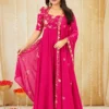 Rangoli Crush Festive Anarkali Gown with Embroidered Beadwork Dupatta | 6.5 Mtr Flare Long Frock - Image 10