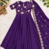 Rangoli Crush Festive Anarkali Gown with Embroidered Beadwork Dupatta | 6.5 Mtr Flare Long Frock - Image 2