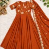 Rangoli Crush Festive Anarkali Gown with Embroidered Beadwork Dupatta | 6.5 Mtr Flare Long Frock - Image 4