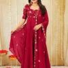 Rangoli Crush Festive Anarkali Gown with Embroidered Beadwork Dupatta | 6.5 Mtr Flare Long Frock - Image 5