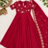 Rangoli Crush Festive Anarkali Gown with Embroidered Beadwork Dupatta | 6.5 Mtr Flare Long Frock - Image 6