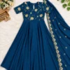 Rangoli Crush Festive Anarkali Gown with Embroidered Beadwork Dupatta | 6.5 Mtr Flare Long Frock - Image 9