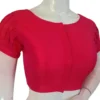 Raw Silk Boat Neck Saree Blouse with Pleated Sleeves | Designer Front Open Readymade Crop Top
