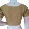 Raw Silk Boat Neck Saree Blouse with Pleated Sleeves | Designer Front Open Readymade Crop Top - Image 10