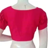 Raw Silk Boat Neck Saree Blouse with Pleated Sleeves | Designer Front Open Readymade Crop Top - Image 11