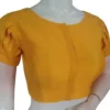 Raw Silk Boat Neck Saree Blouse with Pleated Sleeves | Designer Front Open Readymade Crop Top - Image 13