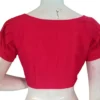 Raw Silk Boat Neck Saree Blouse with Pleated Sleeves | Designer Front Open Readymade Crop Top - Image 6