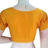 Raw Silk Boat Neck Saree Blouse with Pleated Sleeves | Designer Front Open Readymade Crop Top - Image 8