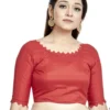 Ready-Made Designer Saree Blouse – Stylish Scalloped Neck & Elbow Sleeves with Back Tie-Up