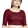 Ready-Made Designer Saree Blouse – Stylish Scalloped Neck & Elbow Sleeves with Back Tie-Up - Image 9