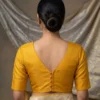 Ready to Wear V-Neck Raw Silk Saree Blouse | Back Potli Button Padded Choli Tops - Image 5