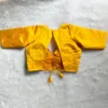 Ready to Wear Yellow Raw Silk Saree Blouse | Plunging V-Neck Lace Border Blouse with Elbow Sleeves & Cutout Back Tie-Up - Image 2